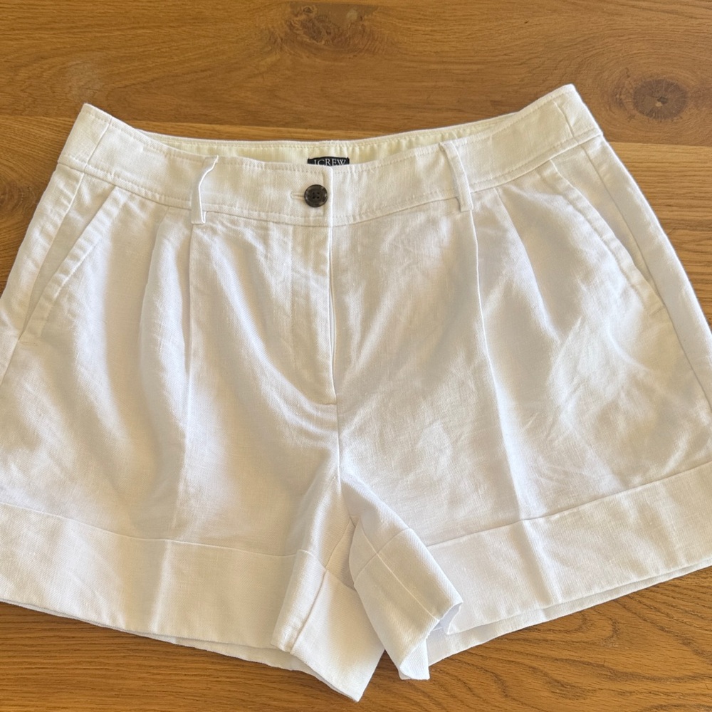 J. Crew White High-Rise Tailored Linen-Blend Shorts